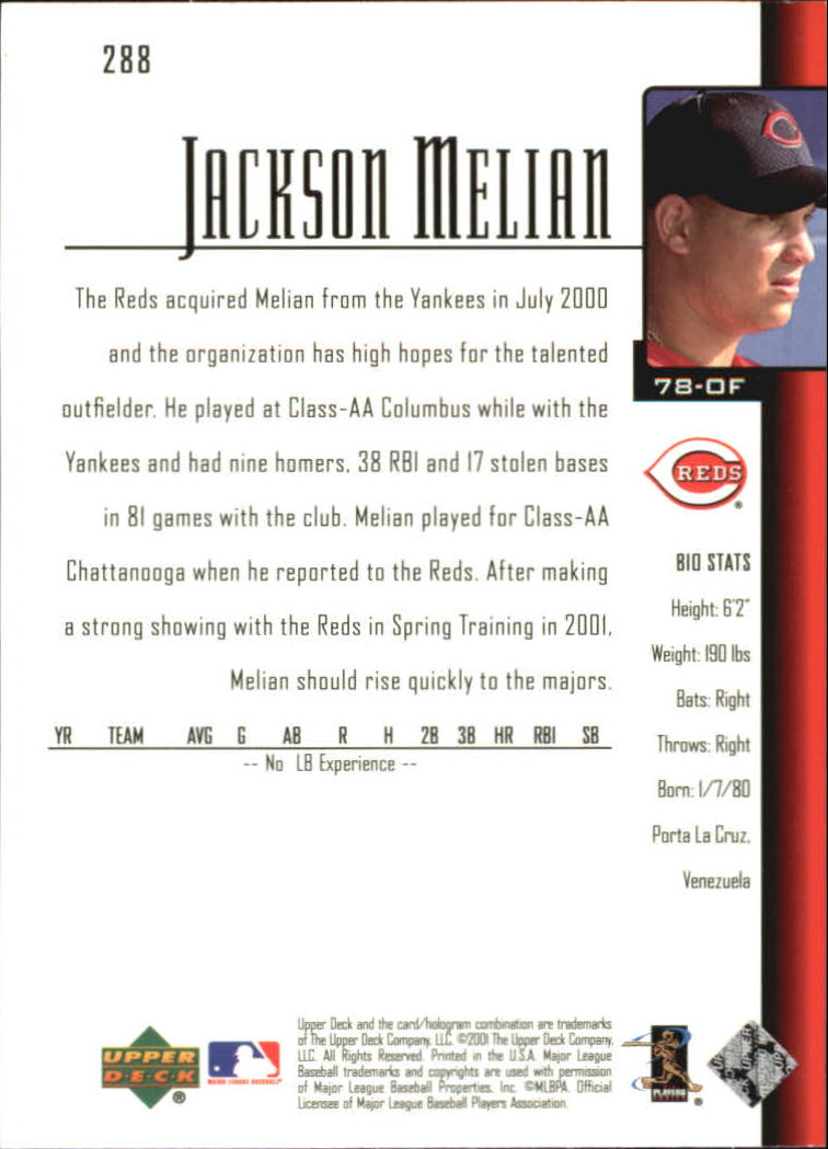 2001 Upper Deck #288 Jackson Melian SR RC back image