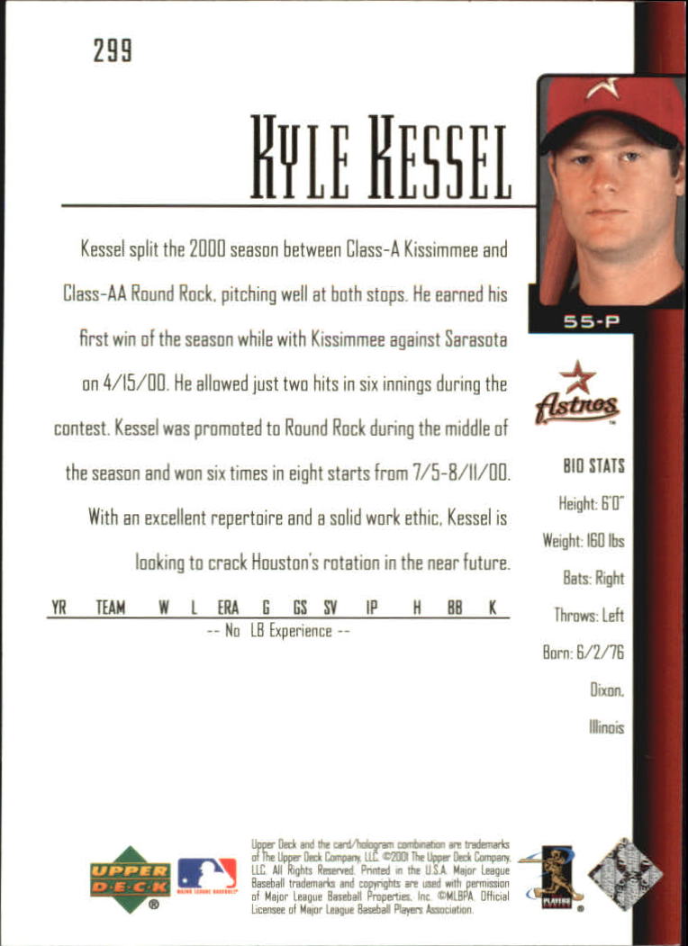 2001 Upper Deck #299 Kyle Kessel SR RC back image