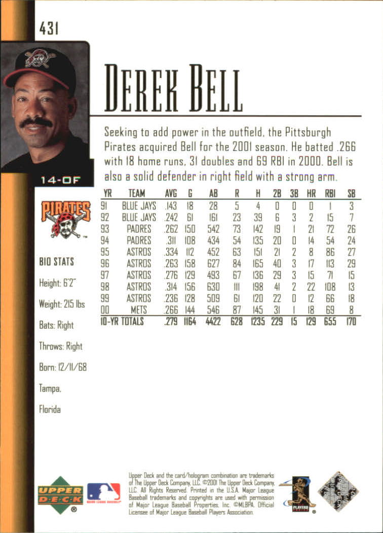 2001 Upper Deck #431 Derek Bell back image