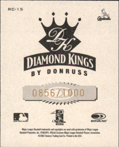 2002 Diamond Kings T204 #RC15 Albert Pujols back image