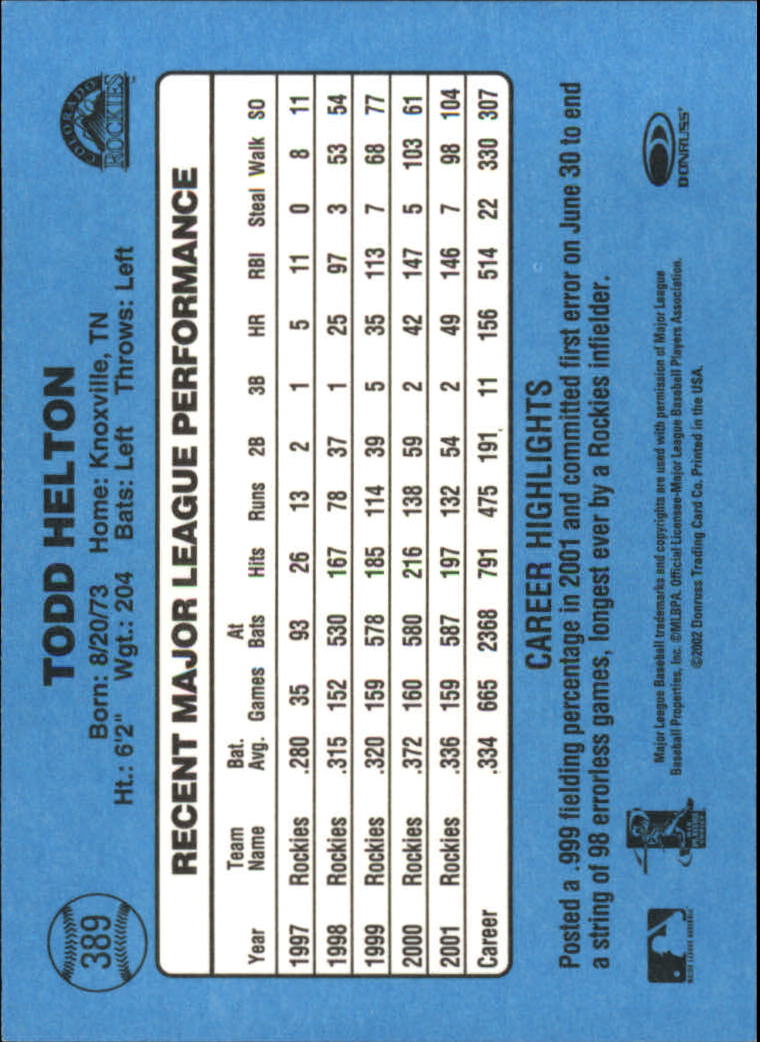 Carte Parallele Donruss Originals Baseball 2002 "Acquee e Campioni" - Foto 5 di 11