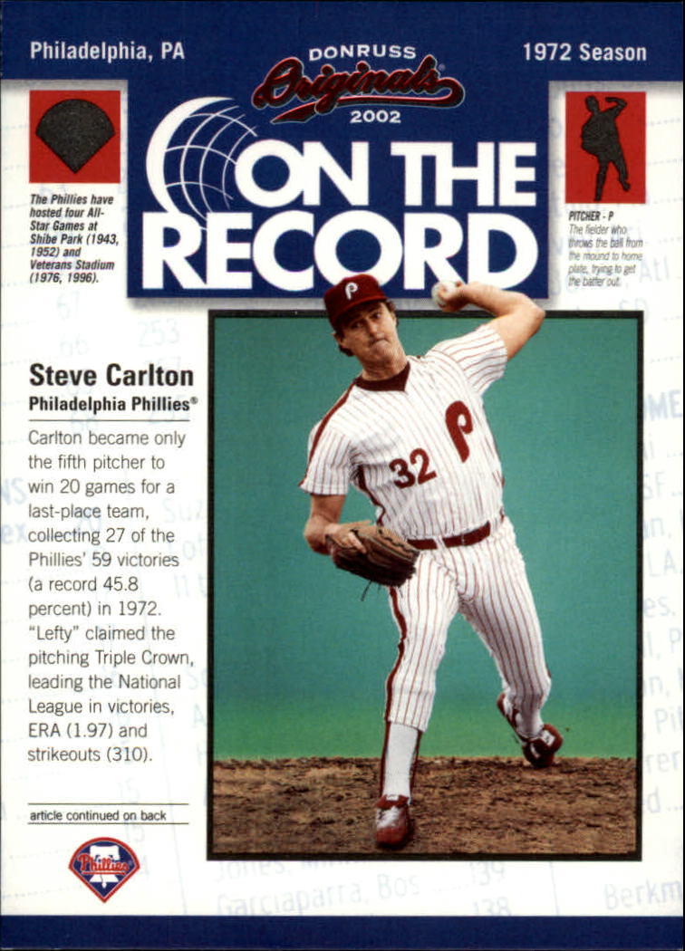 2002 Donruss Originals On The Record #5 Steve Carlton