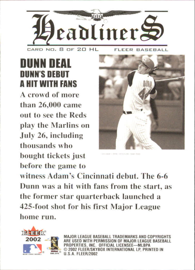 2002 Fleer Baseball "Headliners" Insert Cards - Picture 3 of 13