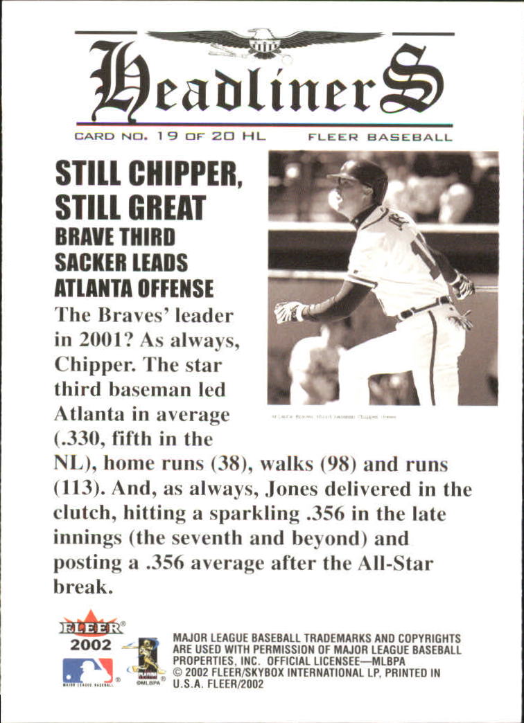 2002 Fleer Baseball "Headliners" Insert Cards - Picture 13 of 13