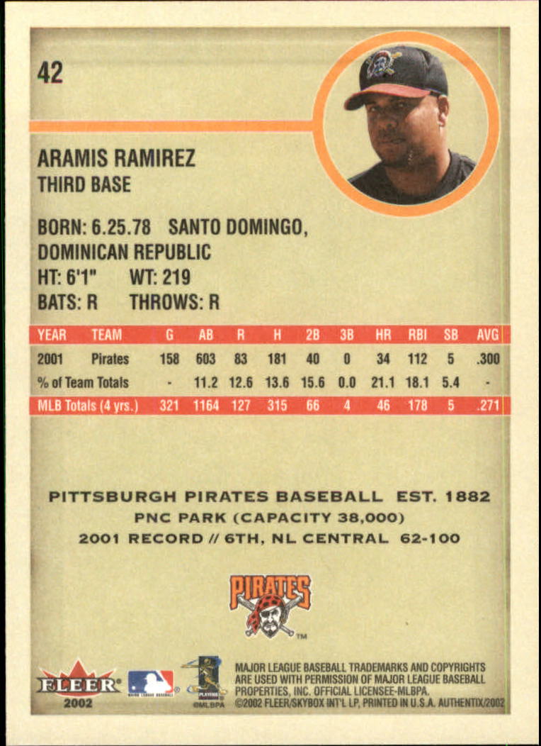 2002 Fleer Authentix #42 Aramis Ramirez back image