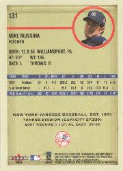 2002 Fleer Authentix #131 Mike Mussina back image