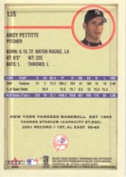 2002 Fleer Authentix #135 Andy Pettitte back image