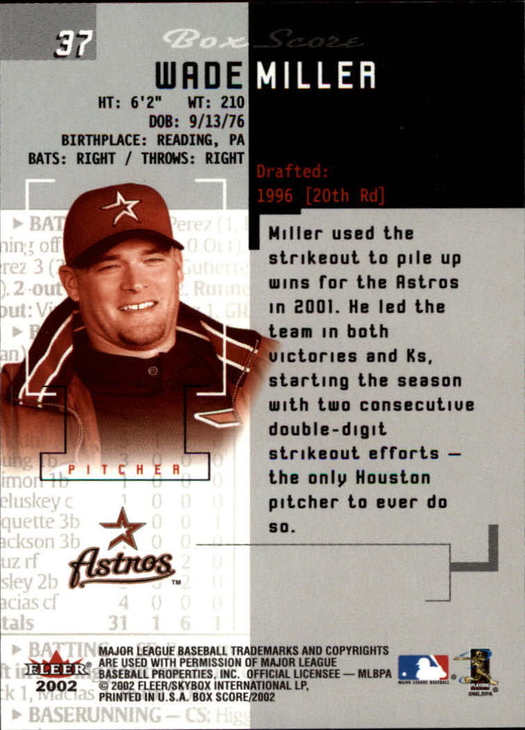 2002 Fleer Box Score #37 Wade Miller back image