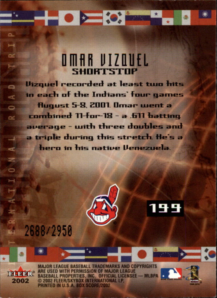 2002 Fleer Box Score #199 Omar Vizquel IRT back image