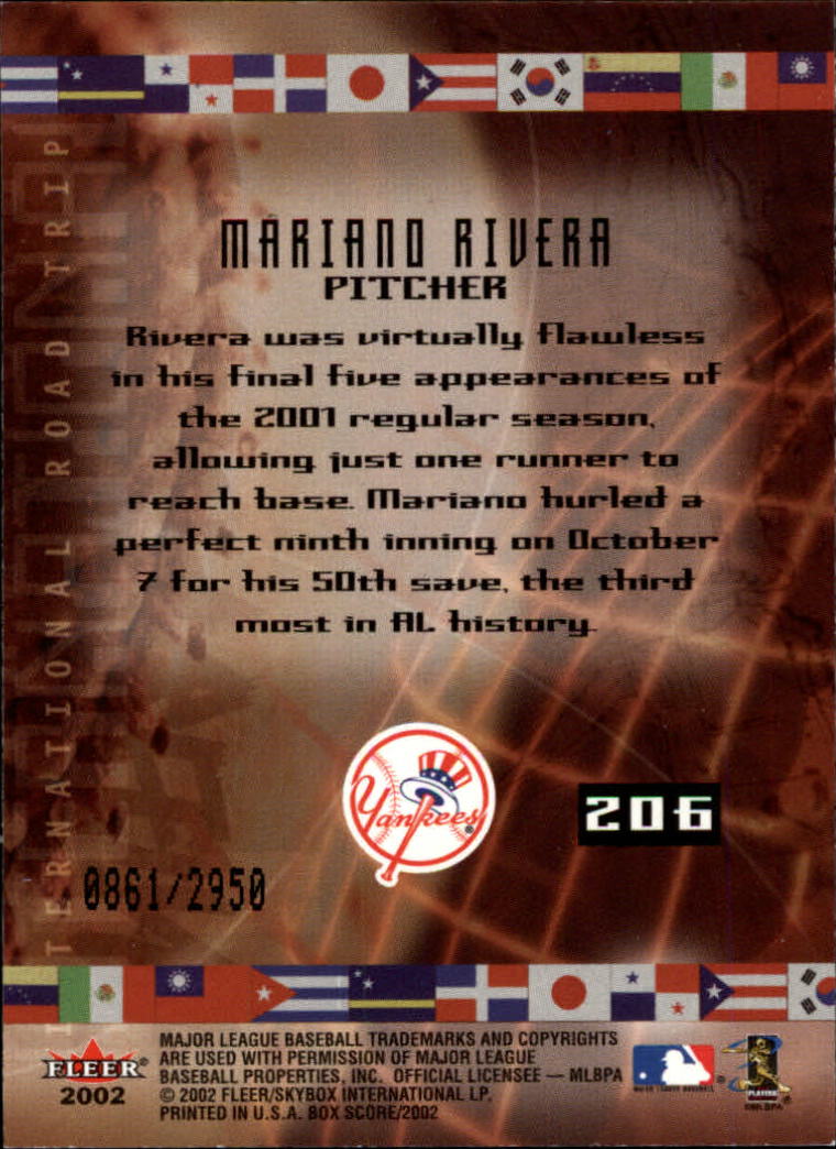 2002 Fleer Box Score #206 Mariano Rivera IRT back image