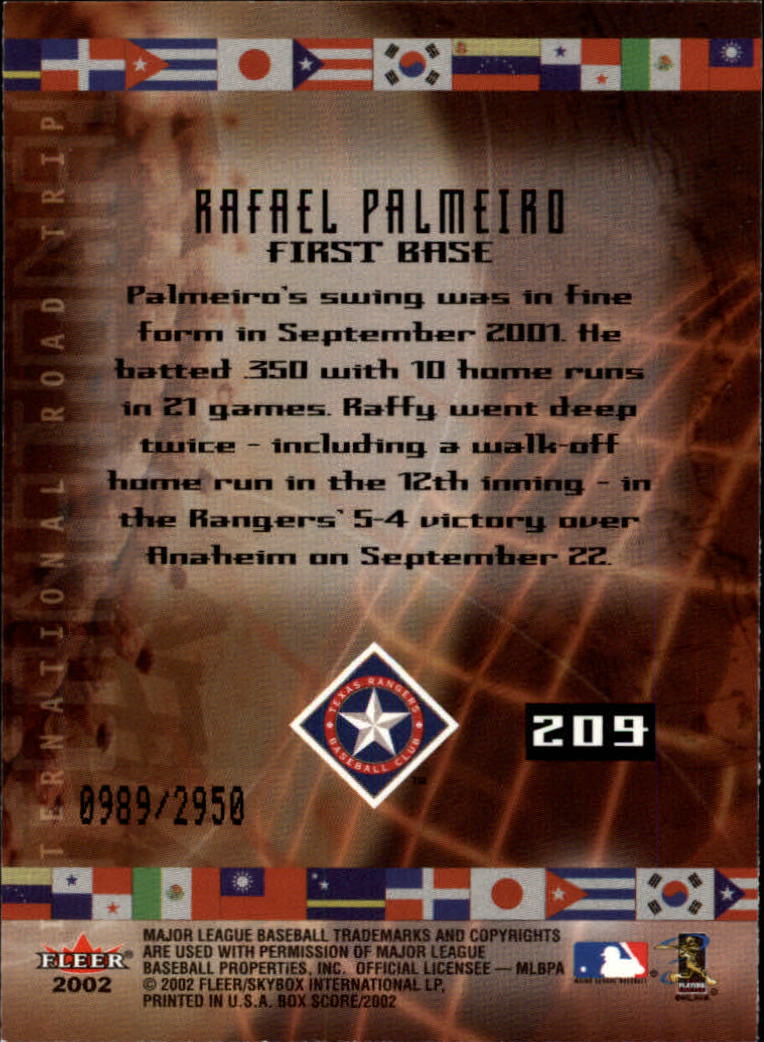 2002 Fleer Box Score #209 Rafael Palmeiro IRT back image