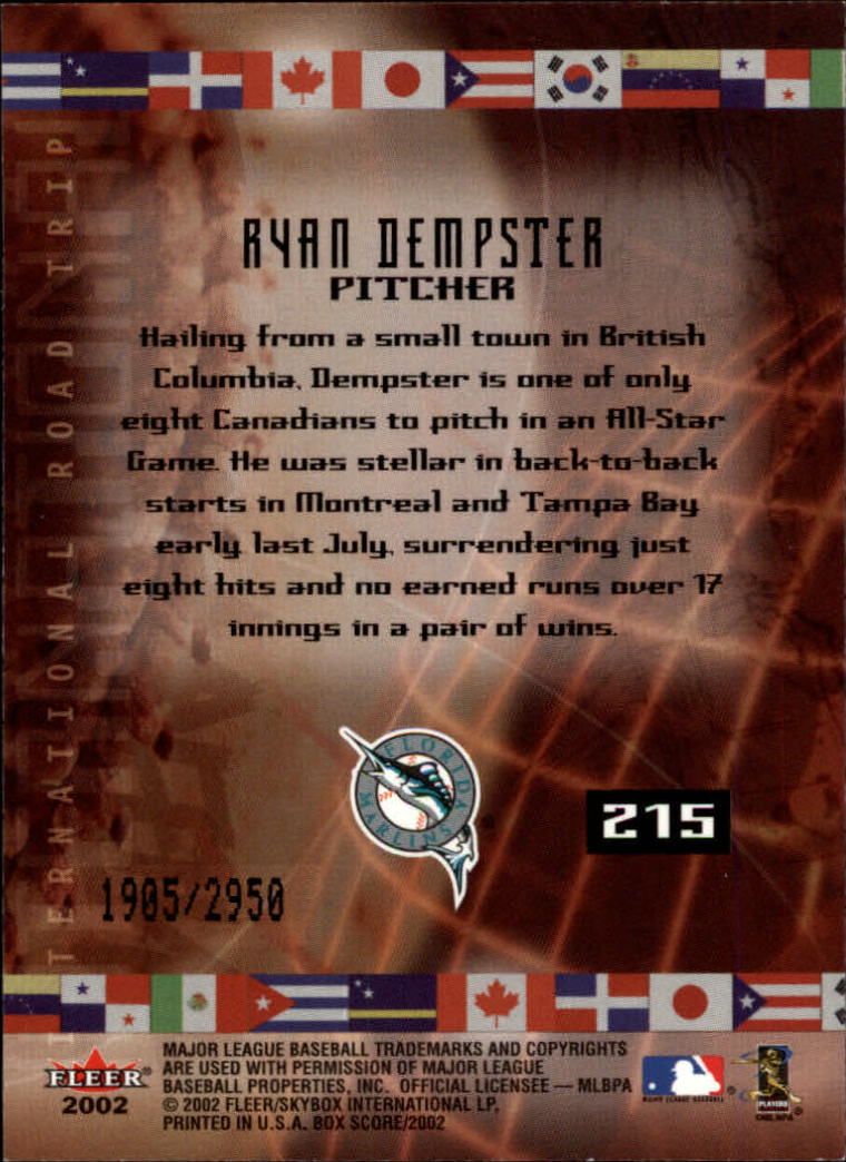 2002 Fleer Box Score #215 Ryan Dempster IRT back image