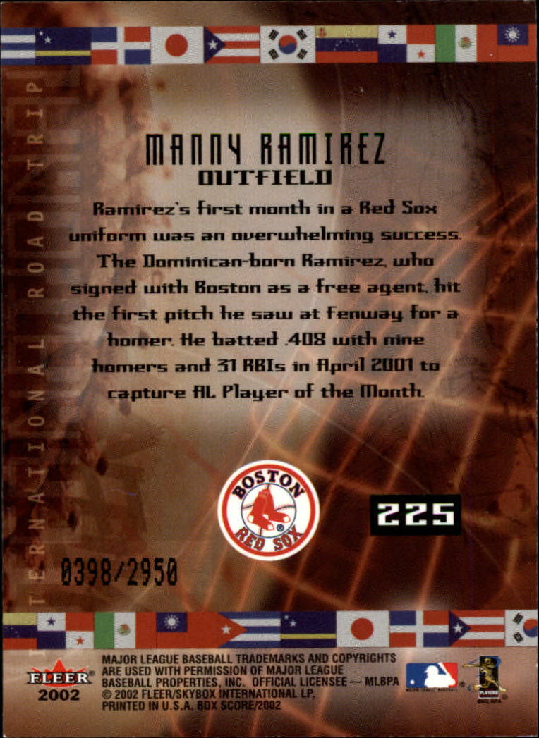 2002 Fleer Box Score #225 Manny Ramirez IRT back image