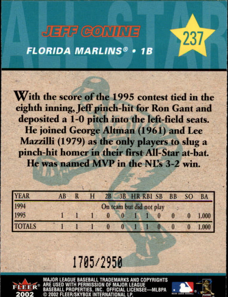 2002 Fleer Box Score #237 Jeff Conine AS back image