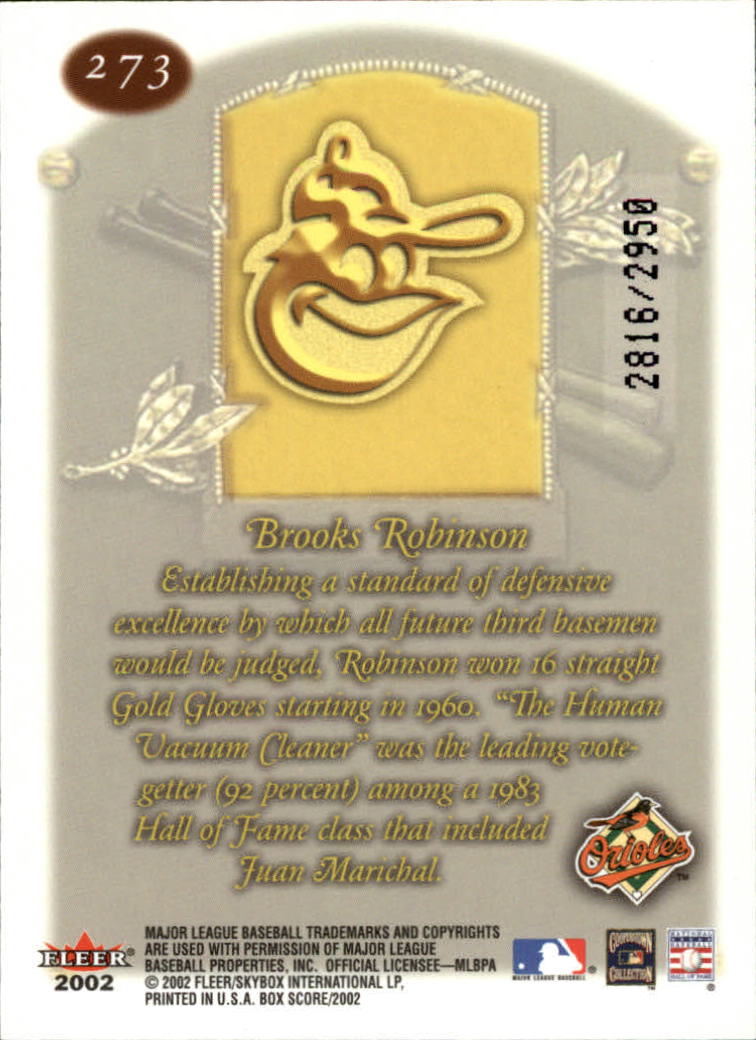 2002 Fleer Box Score #273 Brooks Robinson CT back image