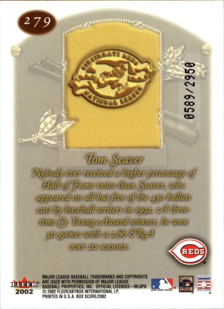 2002 Fleer Box Score #279 Tom Seaver CT back image