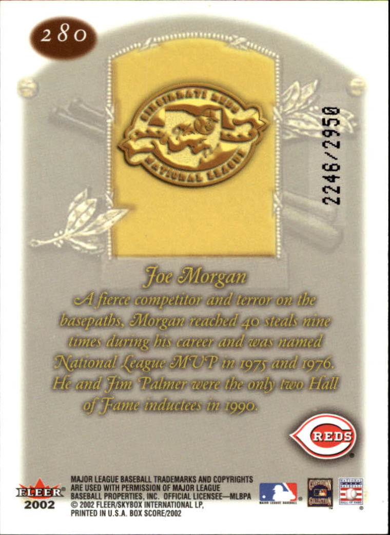 2002 Fleer Box Score #280 Joe Morgan CT back image