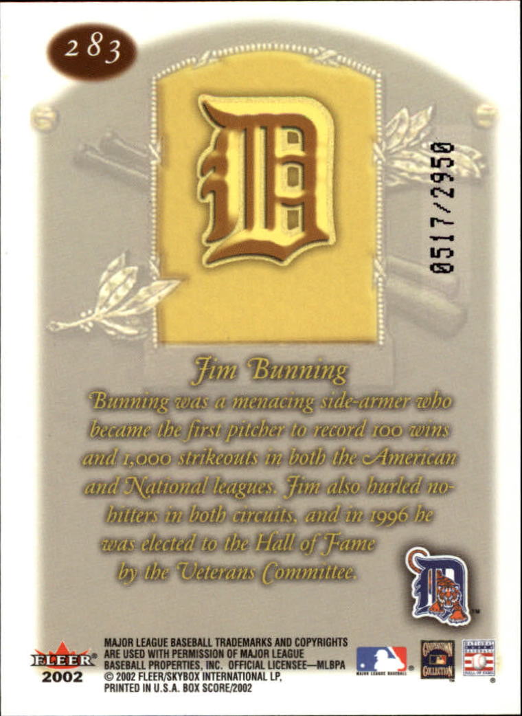 2002 Fleer Box Score #283 Jim Bunning CT back image