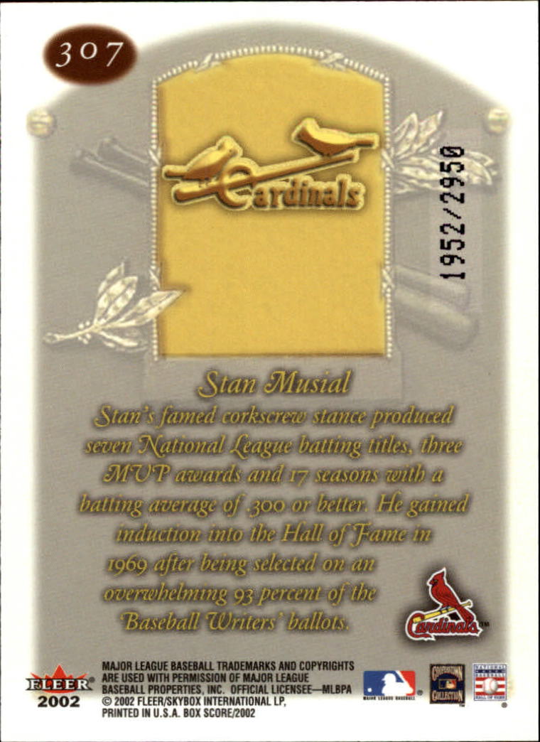2002 Fleer Box Score #307 Stan Musial CT back image