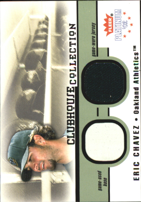 2002 Fleer Platinum Clubhouse Memorabilia Combos #7 Eric Chavez Base-Jsy/325