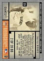2002 Fleer Showcase Baseball's Best #2 Barry Bonds back image
