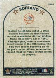 2002 Fleer Tradition Update #U301 Alfonso Soriano AS back image