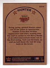 2002 Fleer Tradition Update #U314 Torii Hunter AS back image