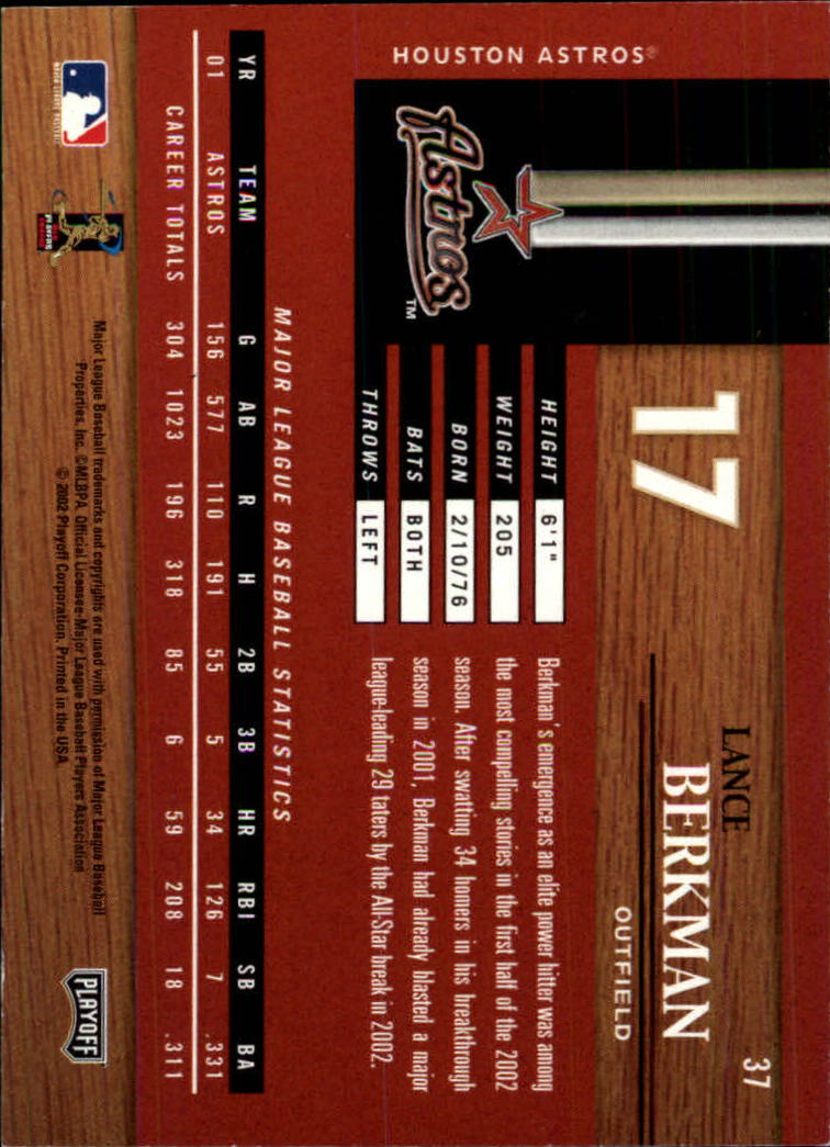 2002 Playoff Piece of the Game #37 Lance Berkman back image