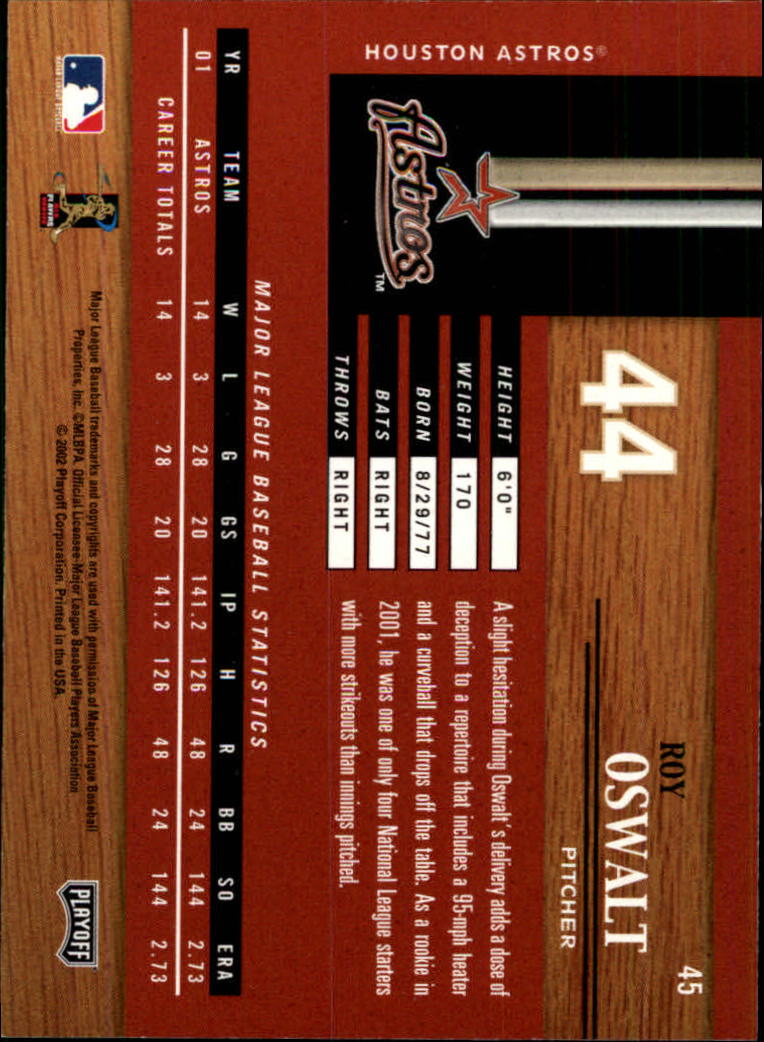 2002 Playoff Piece of the Game #45 Roy Oswalt back image