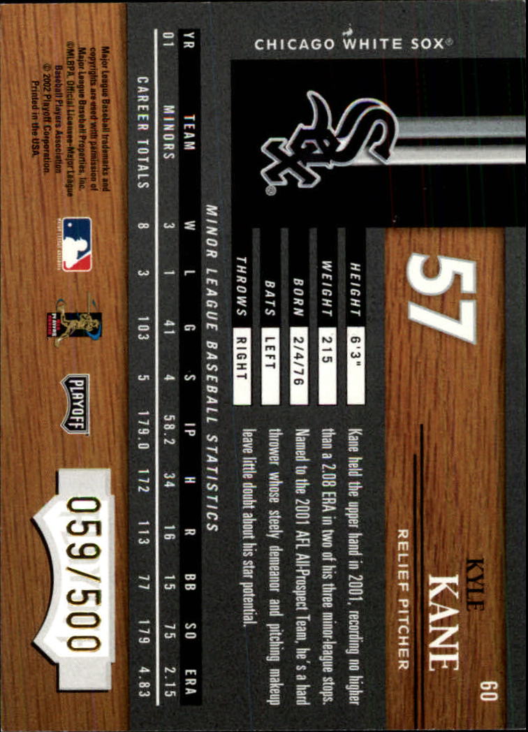 2002 Playoff Piece of the Game #60 Kyle Kane ROO RC back image