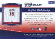 2002 Playoff Piece of the Game Materials #17A Cristian Guzman Jsy back image