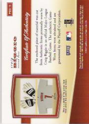 2002 Playoff Piece of the Game Materials Silver #15 Craig Biggio Jsy back image