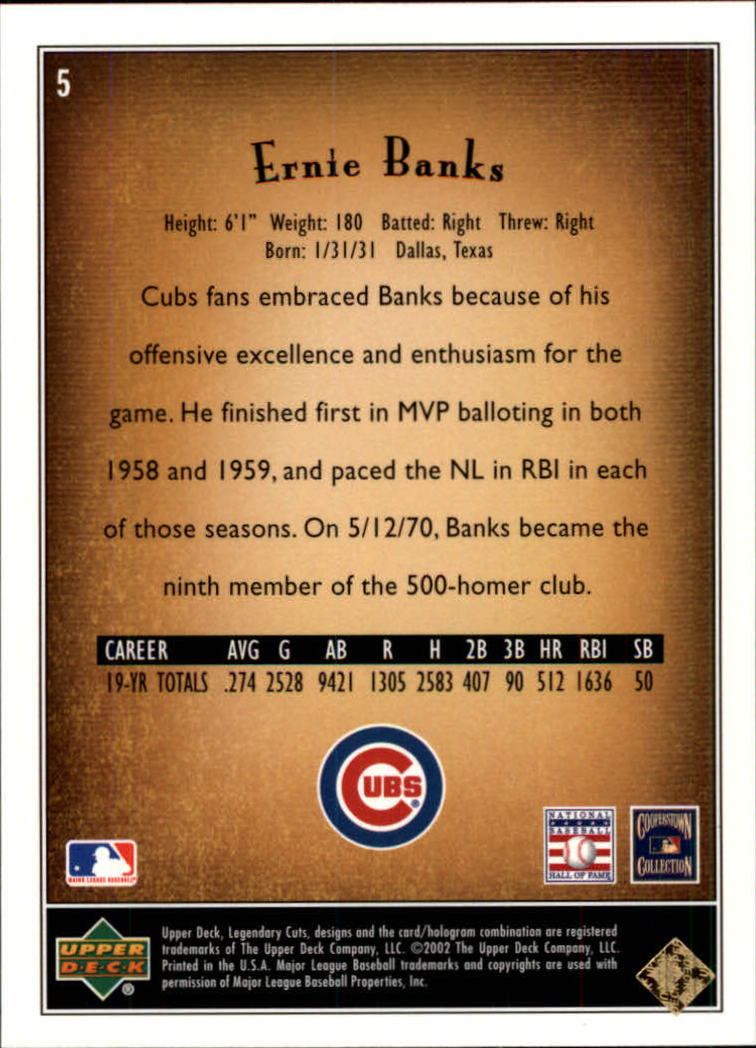 2002 SP Legendary Cuts #5 Ernie Banks back image