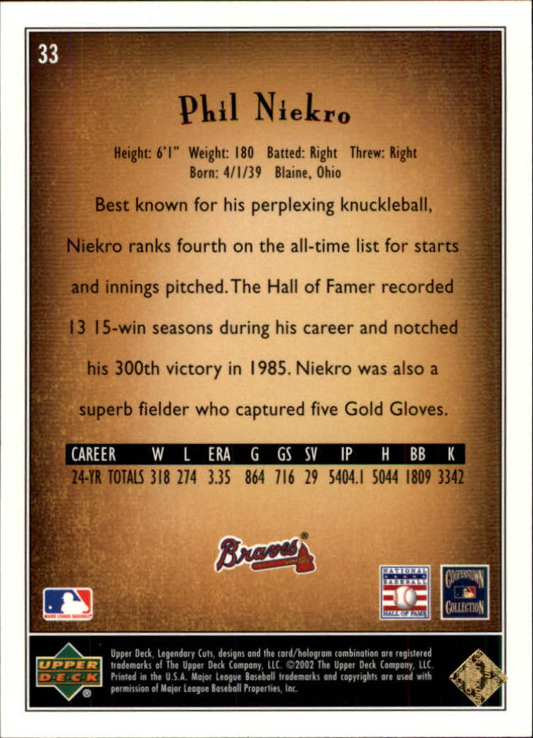 2002 SP Legendary Cuts #33 Phil Niekro back image