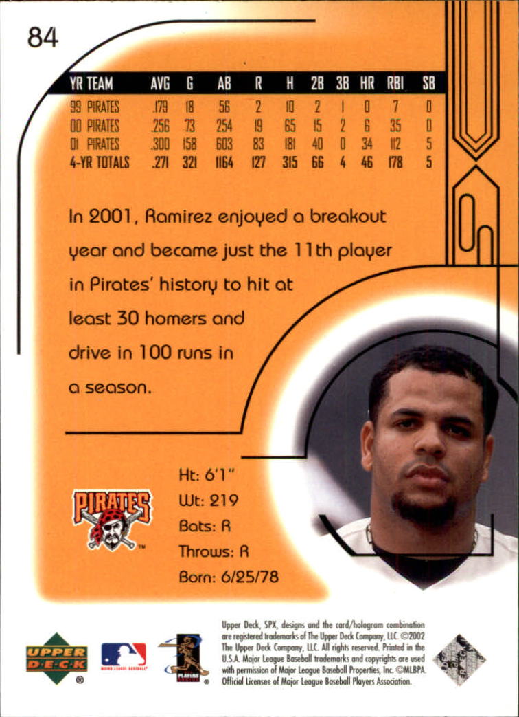 2002 SPx #84 Aramis Ramirez back image