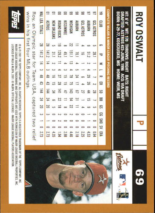 2002 Topps Home Team Advantage #69 Roy Oswalt back image