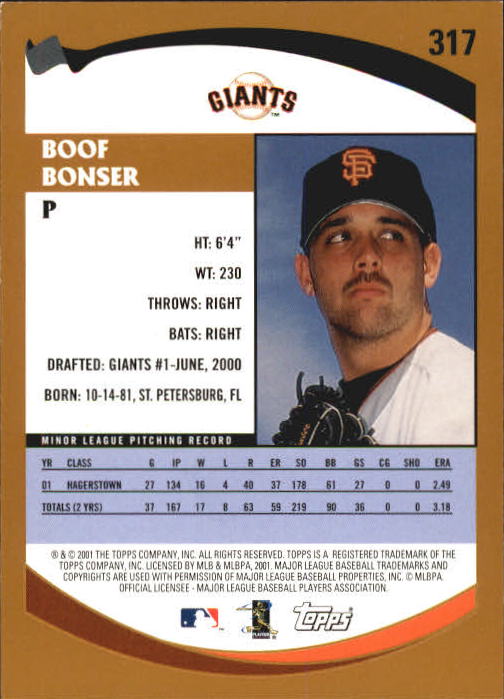 2002 Topps Home Team Advantage #317 Boof Bonser back image