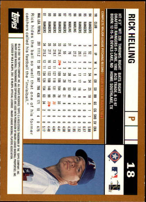 2002 Topps Limited #18 Rick Helling back image