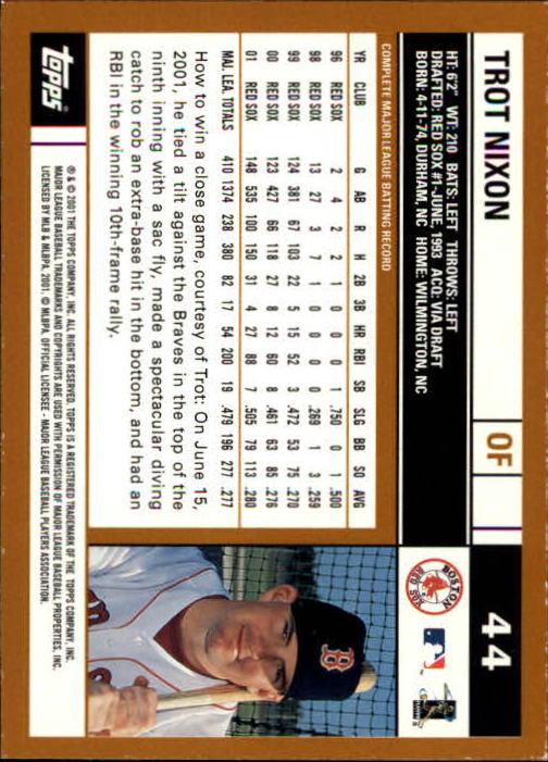 2002 Topps Limited #44 Trot Nixon back image