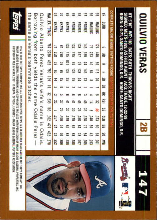 2002 Topps Limited #147 Quilvio Veras back image