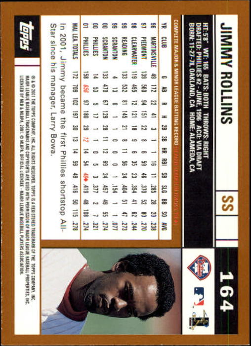 2002 Topps Limited #164 Jimmy Rollins back image