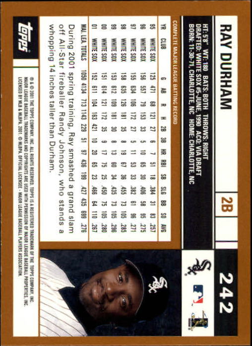2002 Topps Limited #242 Ray Durham back image