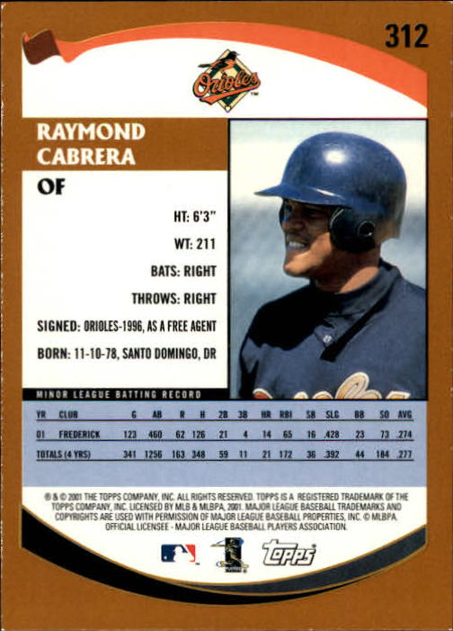 2002 Topps Limited #312 Raymond Cabrera back image