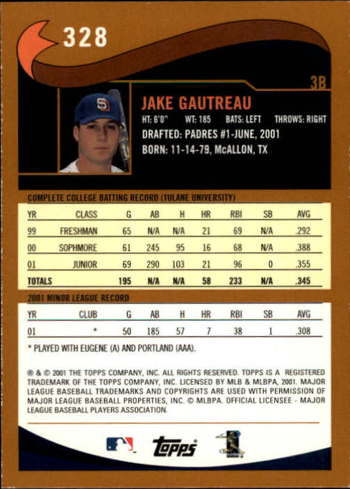 2002 Topps Limited #328 Jake Gautreau back image