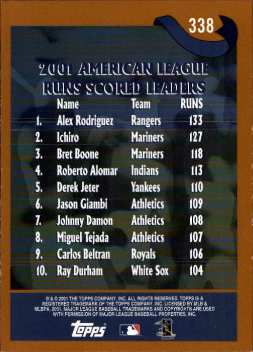 2002 Topps Limited #338 A.Rod/Ichiro/Boone LL back image