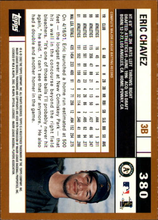 2002 Topps Limited #380 Eric Chavez back image