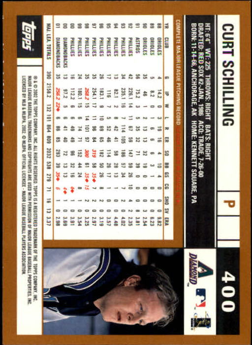 2002 Topps Limited #400 Curt Schilling back image