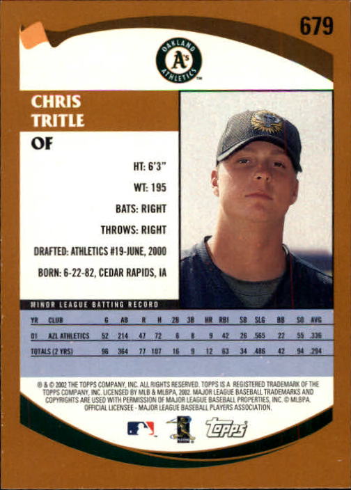 2002 Topps Limited #679 Chris Tritle PROS back image