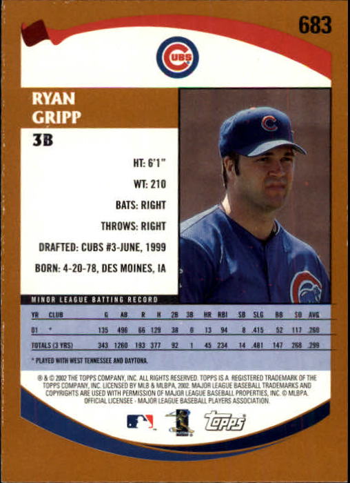 2002 Topps Limited #683 Ryan Gripp PROS back image
