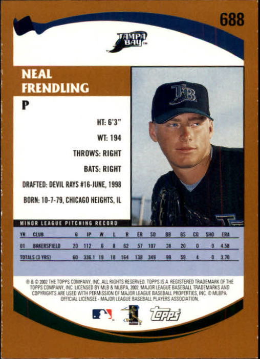 2002 Topps Limited #688 Neal Frendling PROS back image